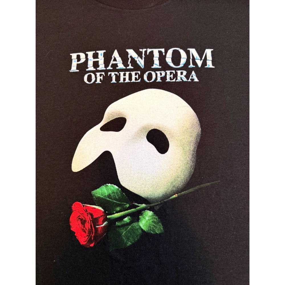 Phantom of the Opera Broadway Musical T-Shirt Black Mask Rose Graphic Mens L - Picture 3 of 7